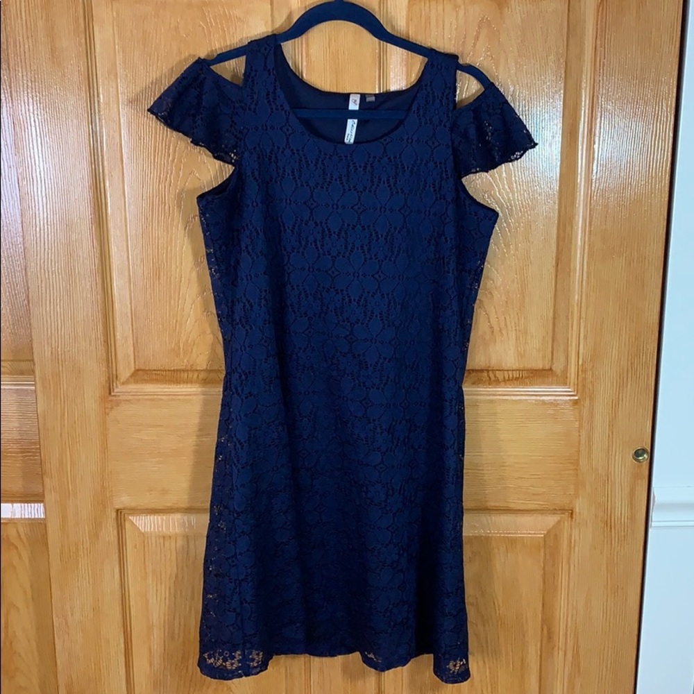 Navy Lace Dress - Petite Medium
